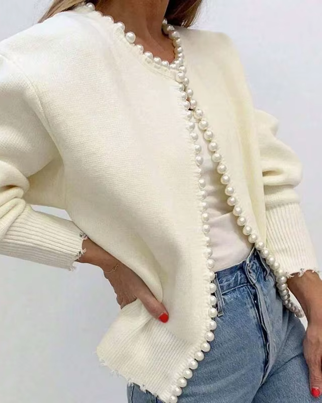 Iris - cardigan Élégant à Perles