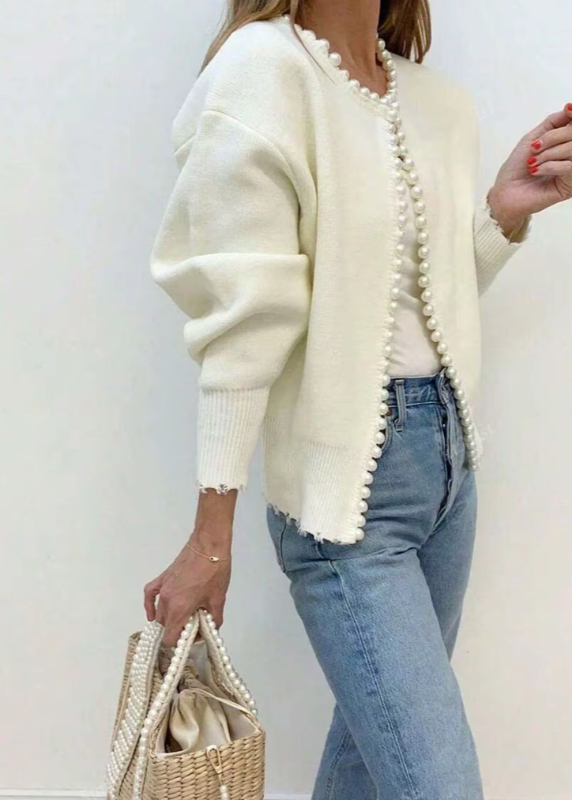 Iris - cardigan Élégant à Perles
