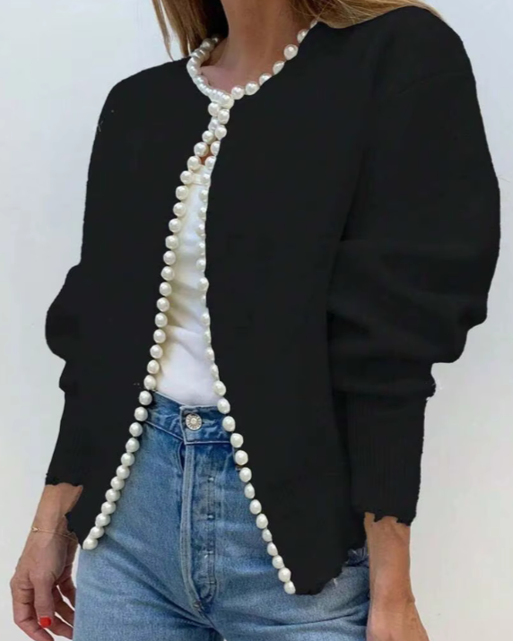 Iris - cardigan Élégant à Perles